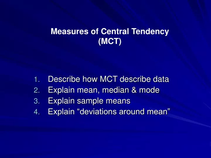 measures of central tendency mct