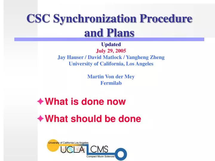 csc synchronization procedure and plans