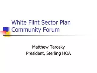 White Flint Sector Plan Community Forum