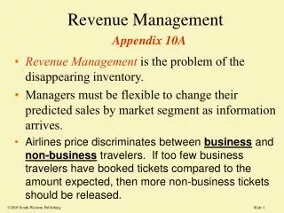 Revenue Management Appendix 10A