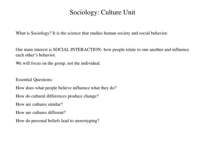 sociology culture unit