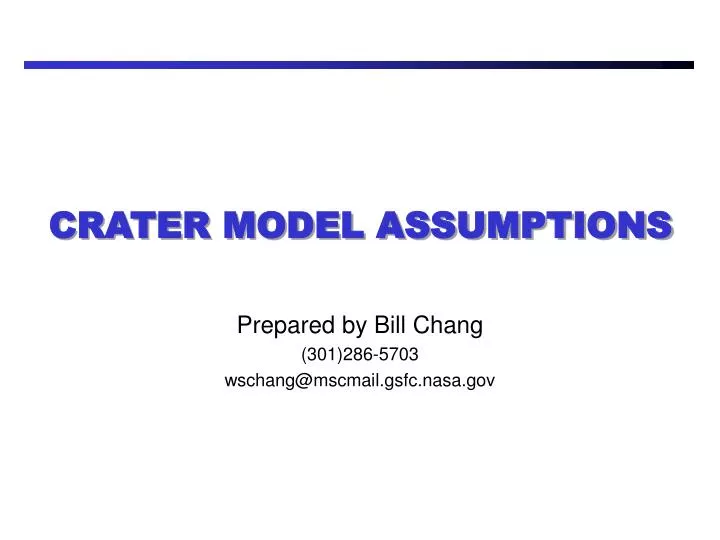crater model assumptions