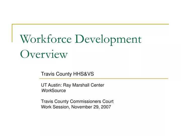 workforce development overview