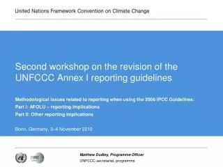 Second workshop on the revision of the UNFCCC Annex I reporting guidelines