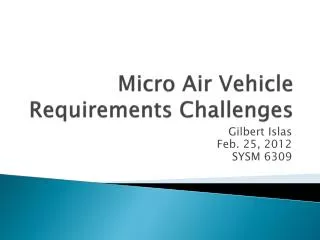 Micro Air Vehicle Requirements Challenges