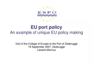 EU port policy An example of unique EU policy making