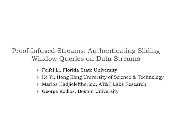 proof infused streams authenticating sliding window queries on data streams