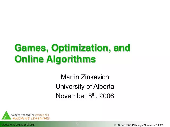 games optimization and online algorithms