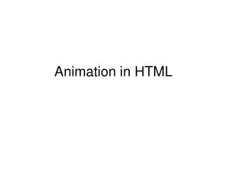 Animation in HTML