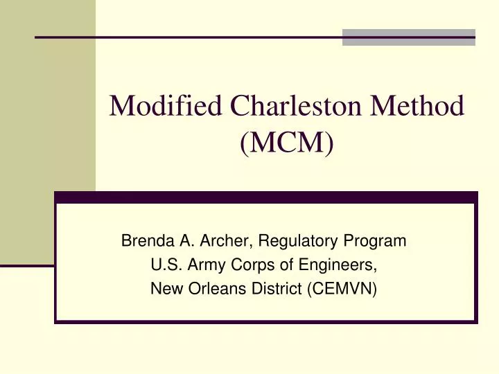modified charleston method mcm