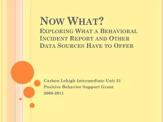 Now What? Exploring What a Behavioral Incident Report and Other Data Sources Have to Offer
