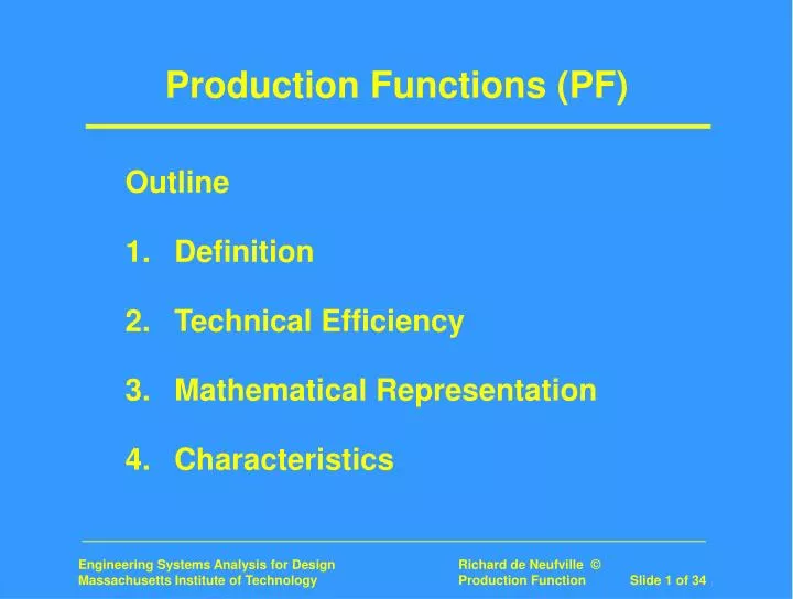 production functions pf