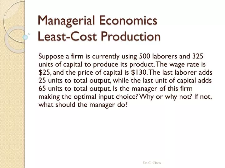 managerial economics least cost production