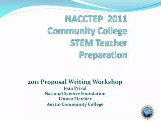 NACCTEP 2011 Community College STEM Teacher Preparation