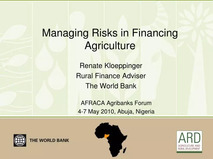 managing risks in financing agriculture