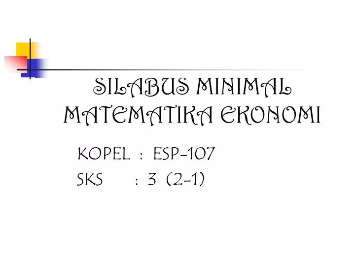 silabus minimal matematika ekonomi