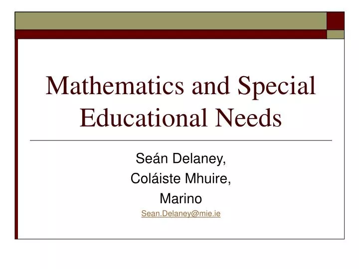 mathematics and special educational needs