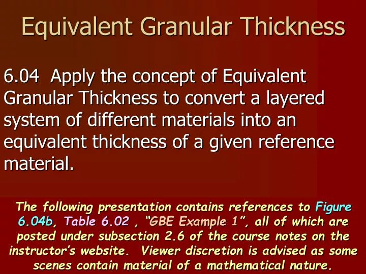 equivalent granular thickness