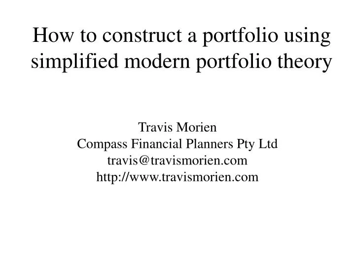how to construct a portfolio using simplified modern portfolio theory