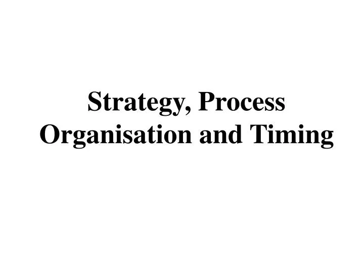 strategy process organisation and timing