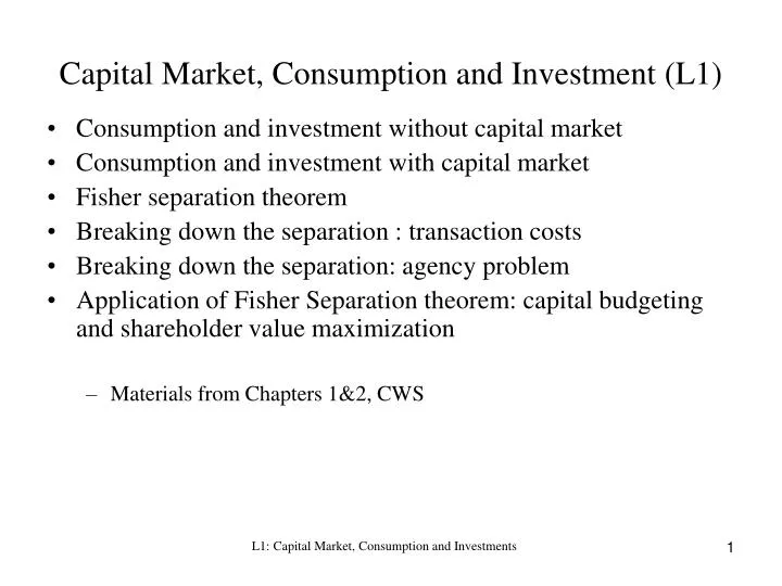 capital market consumption and investment l1
