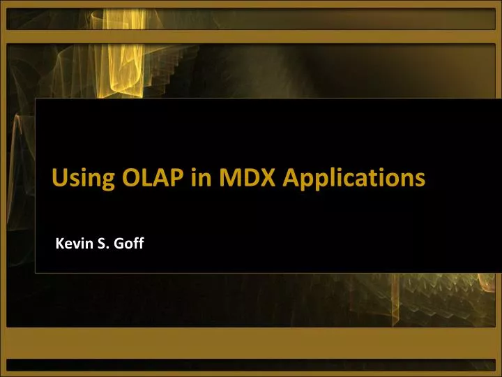 using olap in mdx applications