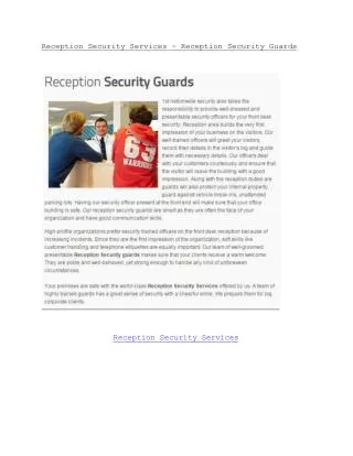 Reception Security Services - Reception Security Guards