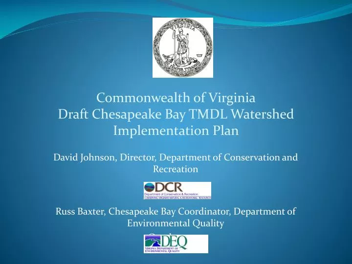commonwealth of virginia draft chesapeake bay tmdl watershed implementation plan