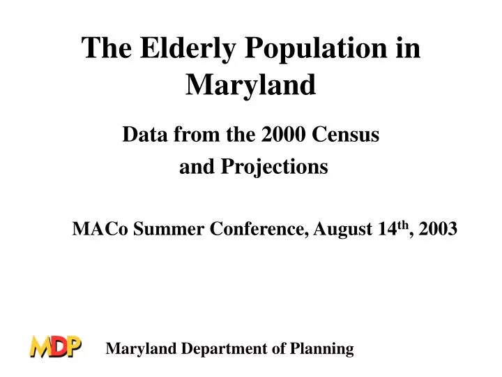 the elderly population in maryland