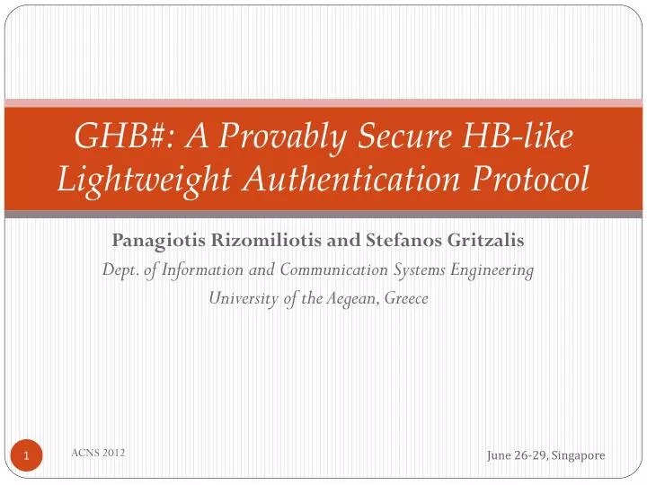 ghb a provably secure hb like lightweight authentication protocol
