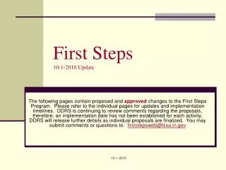 First Steps 10-1-2010 Update