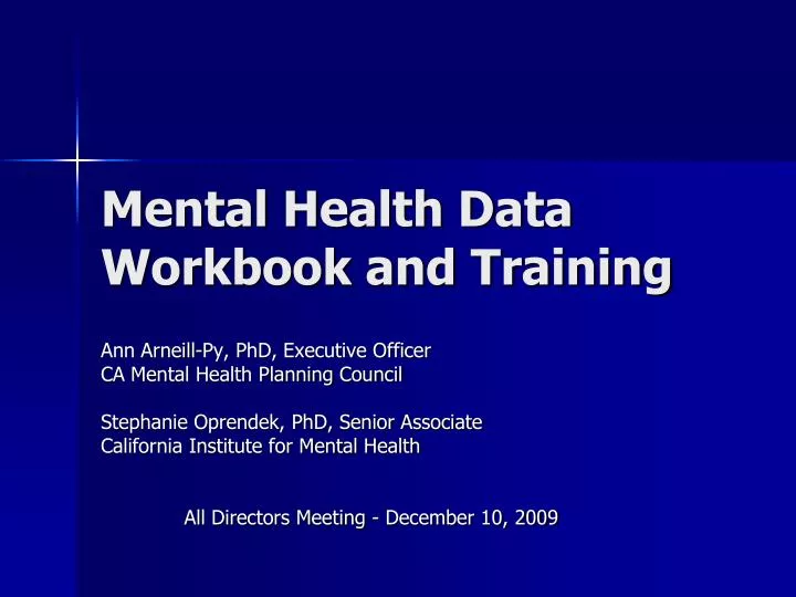 mental health data workbook and training