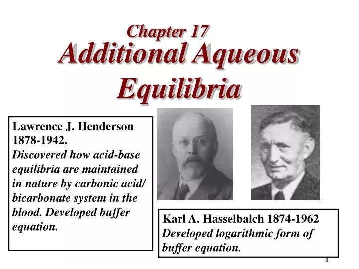 additional aqueous equilibria