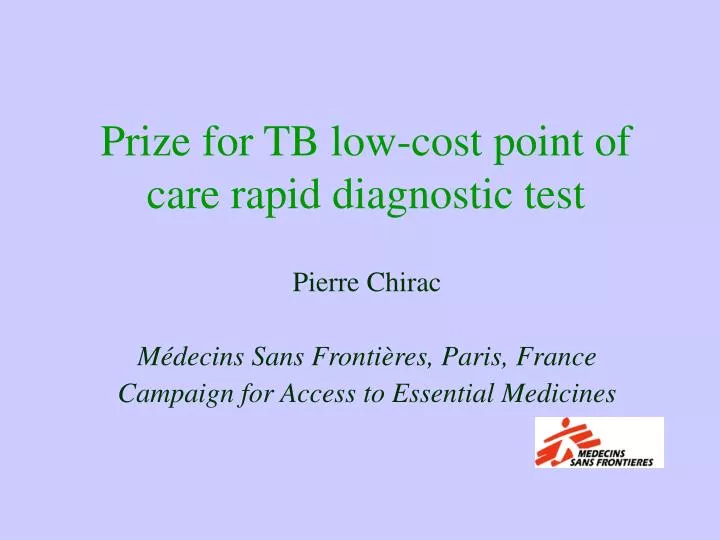 prize for tb low cost point of care rapid diagnostic test