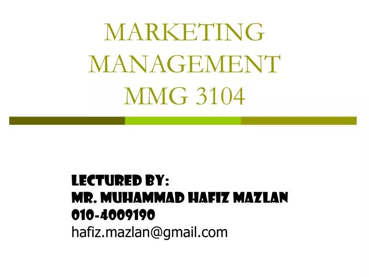 marketing management mmg 3104