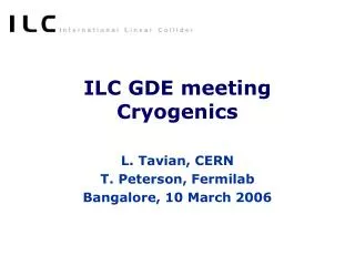 ILC GDE meeting Cryogenics