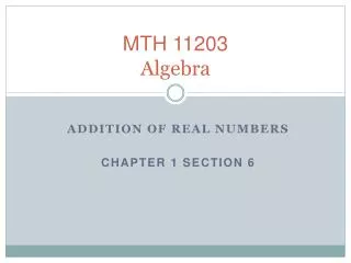 MTH 11203 Algebra