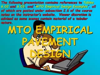 MTO EMPIRICAL PAVEMENT DESIGN