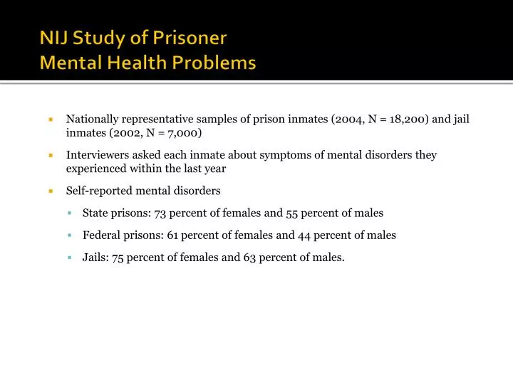 nij study of prisoner mental health problems
