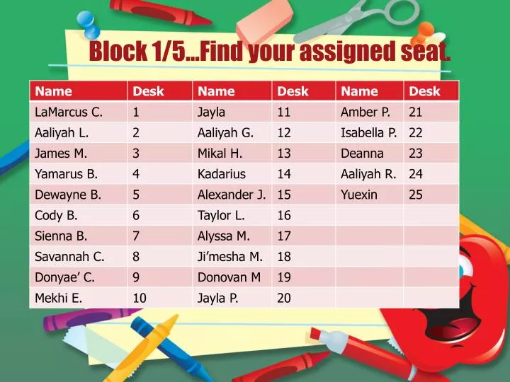 block 1 5 find your assigned seat