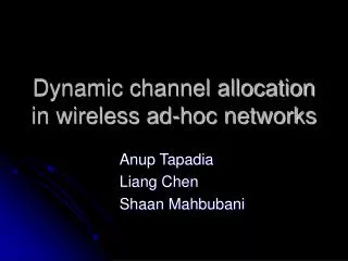 Dynamic channel allocation in wireless ad-hoc networks