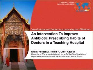 An Intervention To Improve Antibiotic Prescribing Habits of Doctors in a Teaching Hospital