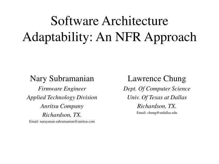 software architecture adaptability an nfr approach
