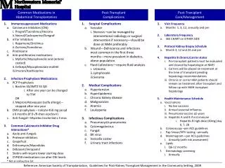 1.	 Immunosuppressant Medications Calcineurin Inhibitors (CNI) Prograf / Tacrolimus / Hecoria