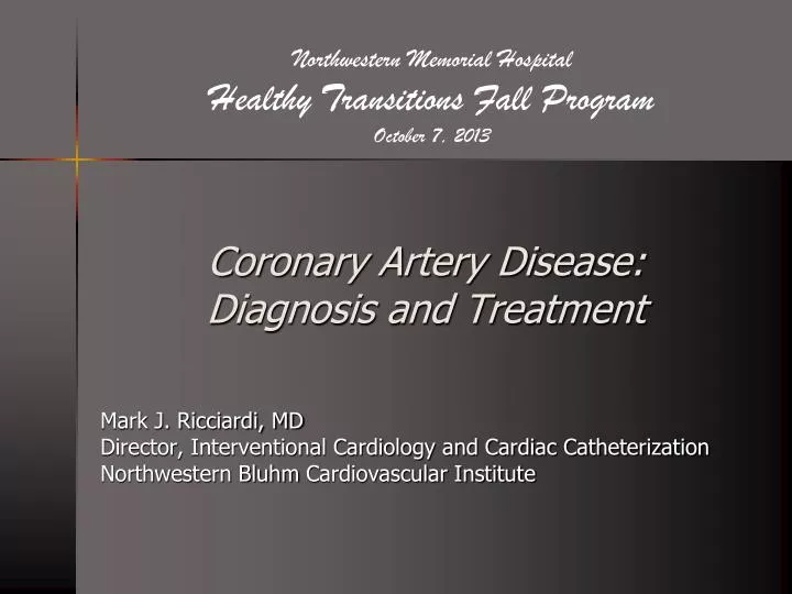 coronary artery disease diagnosis and treatment