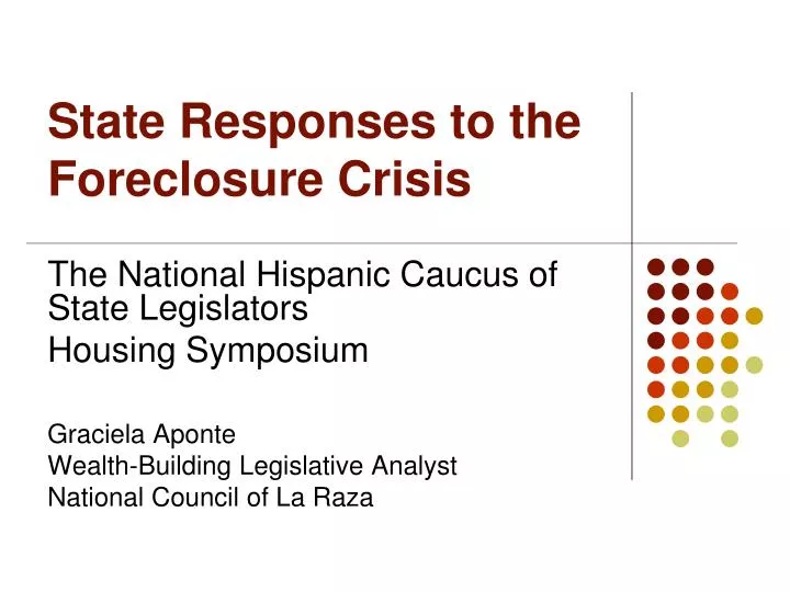 state responses to the foreclosure crisis