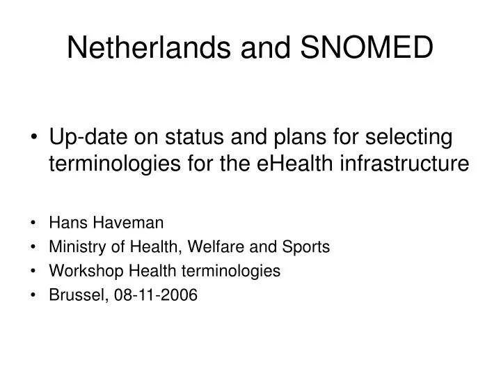 netherlands and snomed