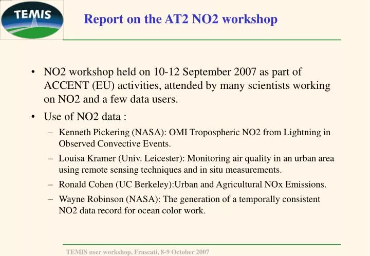 report on the at2 no2 workshop