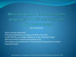 Measurement of Electromagnetic properties of NEG coating in the microwave range