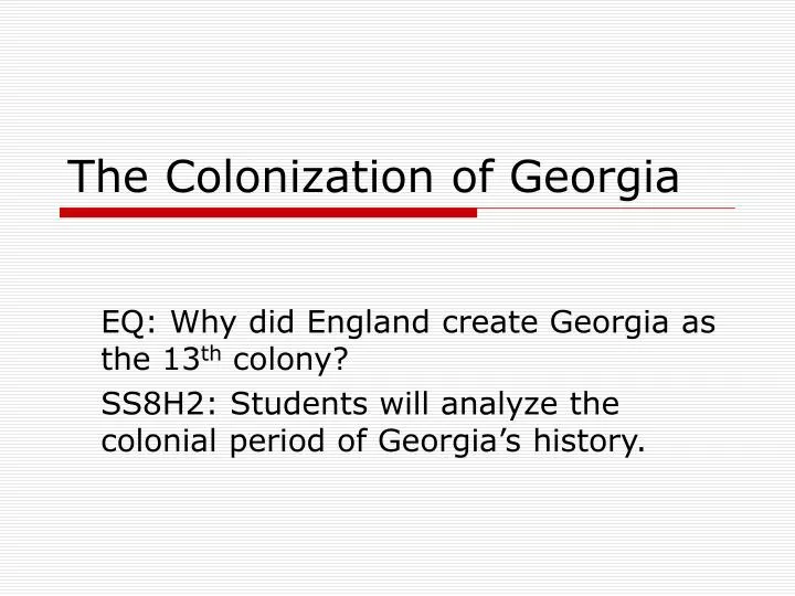 the colonization of georgia